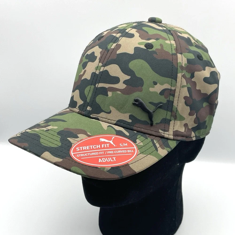Puma Mens Baseball Cap Camo Stretch Fit Small S/M Structured‎ Fit New NWOT